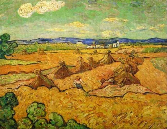 Vincent Van Gogh Wheatfield with sheaves and reapers Sweden oil painting art